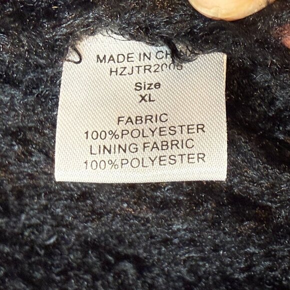 Y2K Rocker Jacket Faux Croc Pattern Black Gold Sherpa Lined Holiday Large - Picture 10 of 11